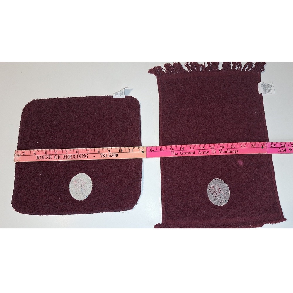 Cannon Vintage Burgundy Towel Set 4pc Pink Rose Floral Applique Cotton Canada - Picture 13 of 16